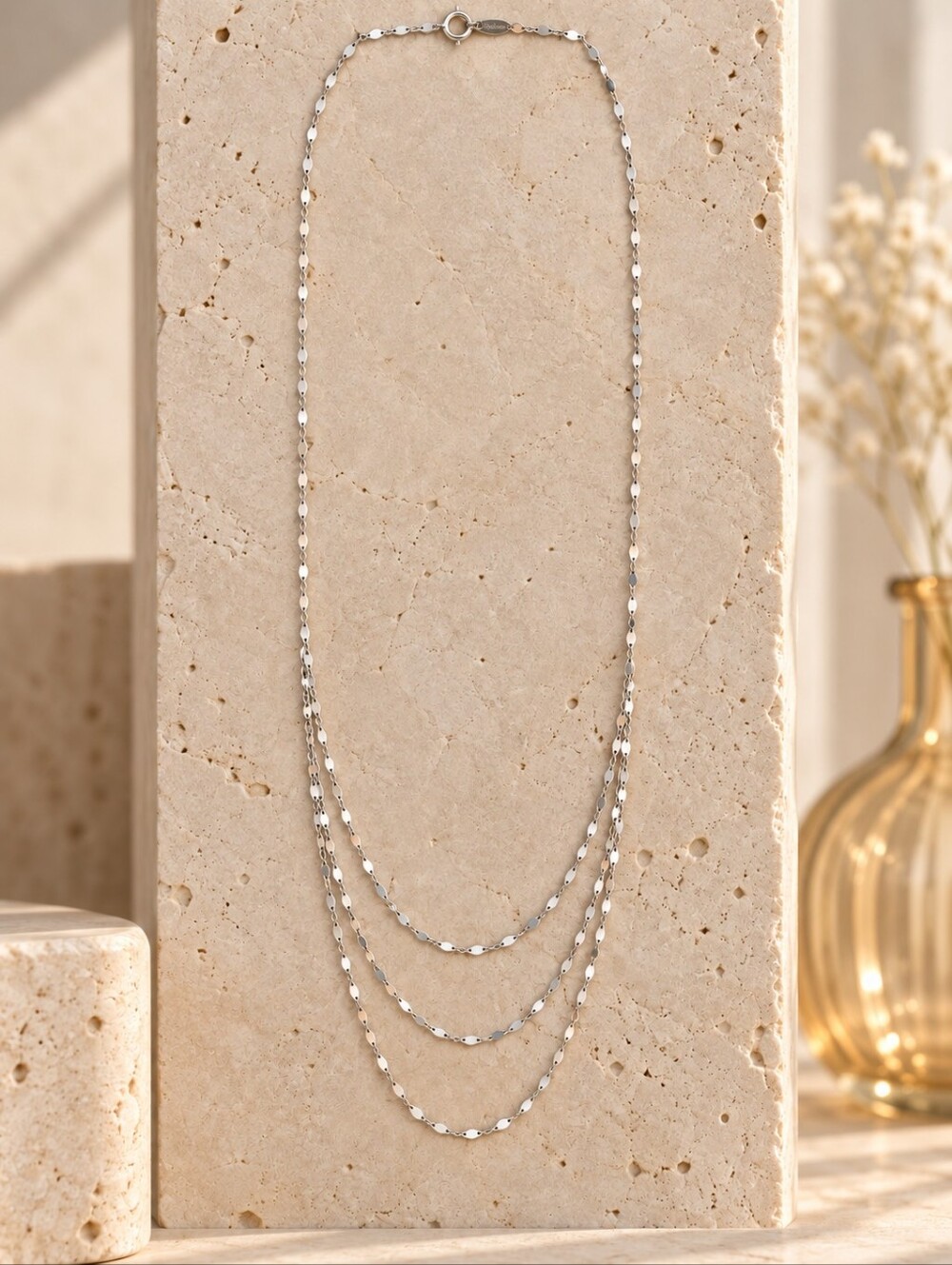 Dyadema Italy 925 Sterling Silver 29" Triple Strand Cascade Necklace